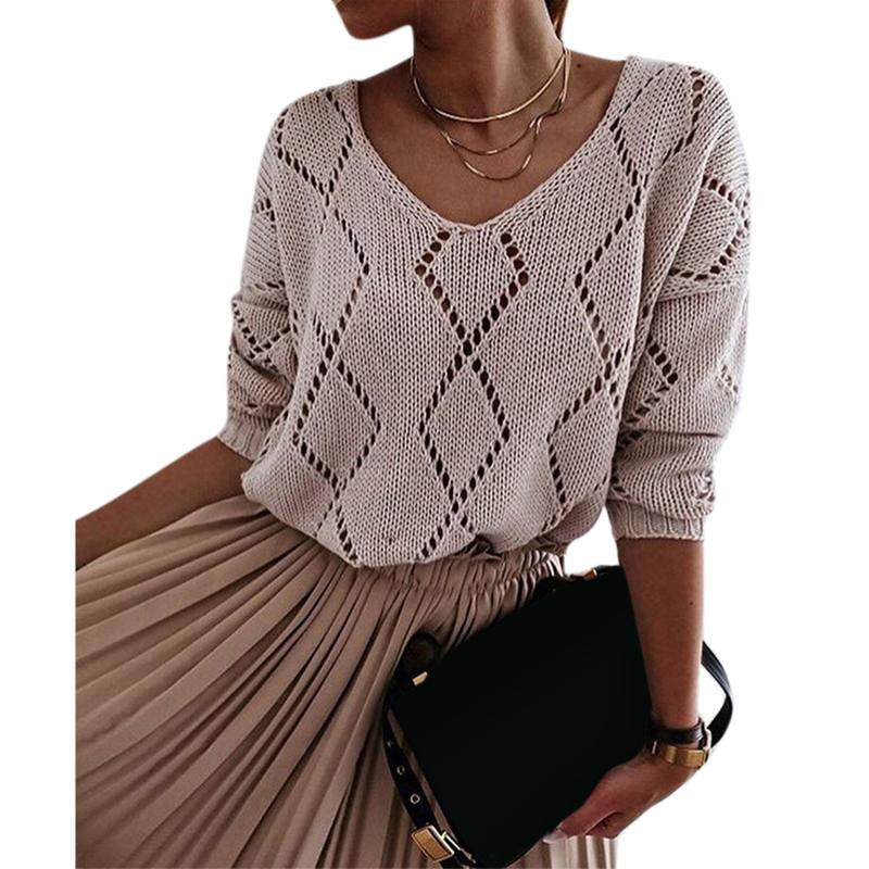 Autumn Women' Sweater Knitwear Hollow out V neck Long Sleeve Loose Sweater Female Casual Pullovers Knitted Women Clothing, Green
Autumn Women' Sweater Knitwear Hollow out V neck Long Sleeve Loose Sweater Female Casual Pullovers Knitted Women Clothing, Green