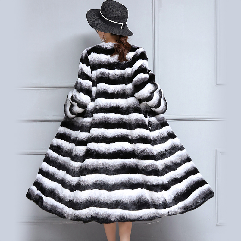 Nerazzurri Chinchilla Fur Coat Gradual Color Winter Warm Long Colorful Fluffy plus Size Faux Fur outwear 5xl 6xl High Quality