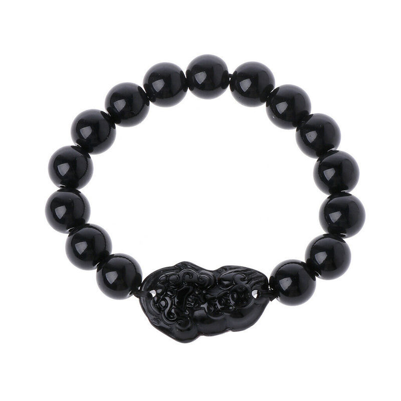Wealth and Good Luck Chinese Fengshui Pixiu Unisex Wristband Men Women Bracelets Obsidian Beads Bracelet Jewelry Gift