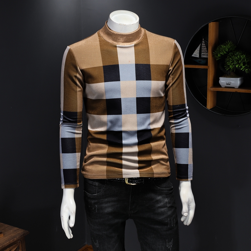 2020 autumn men's Korean version of the plaid half-high neck long-sleeved T-shirt men's all-match thick gold velvet base shirt top, White;black
2020 autumn men's Korean version of the plaid half-high neck long-sleeved T-shirt men's all-match thick gold velvet base shirt top, White;black