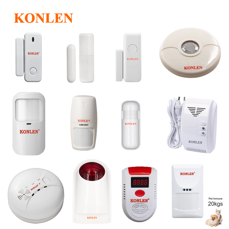 Wireless Door Window Alarm Infrared PIR Motion Sensor Fire Smoke Photoelectric Gas Leak Detector Keypad 433mhz of Konlen Series
Wireless Door Window Alarm Infrared PIR Motion Sensor Fire Smoke Photoelectric Gas Leak Detector Keypad 433mhz of Konlen Series