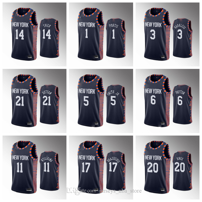 2020 New YorkKnicksMen Julius Randle Navy Jersey R.J. Barrett Bobby Portis Elfrid Payton Mitchell Robinson Taj Gibson