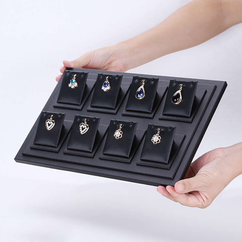 Superior Black PU Leather Ring Jewelry Display Tray Insert Charm Pendant Earring Accessories Bracelet Storage Stand Holder Shelf MX200810