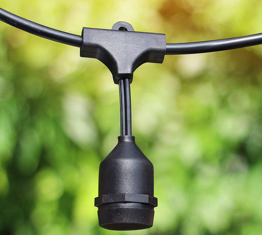 S14 E27 Commercial Grade Black Wire Cable Waterproof Vintage Style Party Globe Led Light Outdoor Festoon String Christmas Wedding