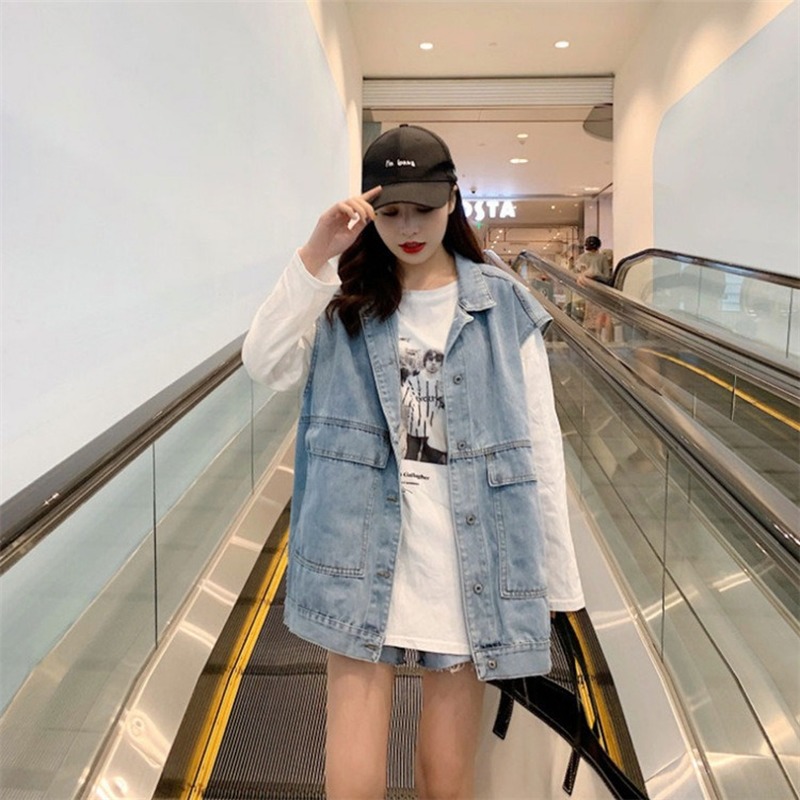 2020 New Vintage Hole Street Casual Women' Jeans jacket Denim Slim Short Female big Sleeveless Jacket blue coat Work Clothes
2020 New Vintage Hole Street Casual Women' Jeans jacket Denim Slim Short Female big Sleeveless Jacket blue coat Work Clothes