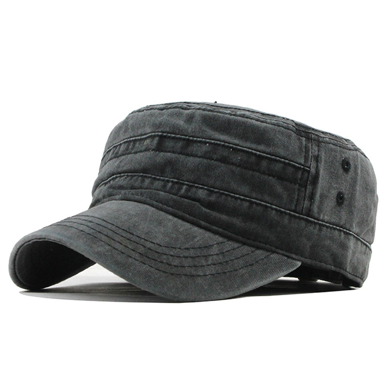 Classic Vintage Flat Top Mens Washed Caps And Hat Adjustable Fitted Thicker Cap Winter Warm Military Hats For Men