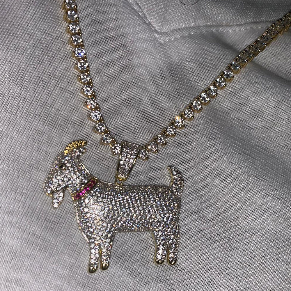 14K Gold Plated Zirconia GOAT Pendant Bling Pendant Necklace Iced Gold Silver Rosegold HipHop Jewelry Mens Women Gifts