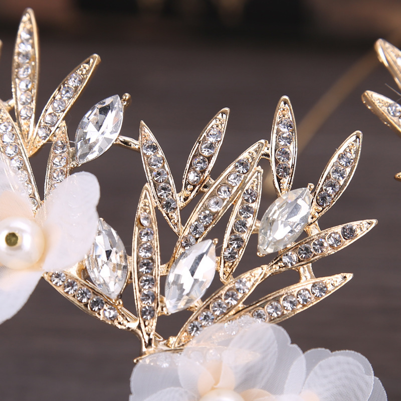 Crystal Crown Bridal Hair Accessory Wedding Rhinestone Waterdrop Leaf Tiara Crown Headband Frontlet Bridesmaid Hair Jewelry Y200807