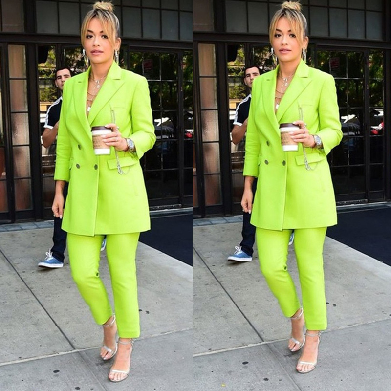 Fashion Green Mother of the Bride Suits Double Breasted Women Ladies Plus Size Office Tuxedos Formal Work Party Wear For Wedding