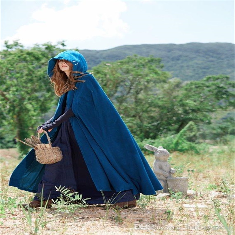 In stock Free shipping Fashion Hooded Cloak Cape Women High Quality Long Wedding Halloween Warm Winter Coats Costume Robe
