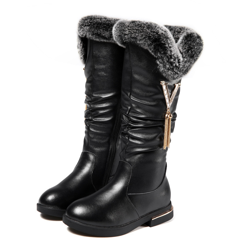 Cowhide Children' Boots Winter New Girls Boots Fashion Plush Warm Snow Boots Rabbit Comfortable Fur Kids Shoes KS357, Black;grey
Cowhide Children' Boots Winter New Girls Boots Fashion Plush Warm Snow Boots Rabbit Comfortable Fur Kids Shoes KS357, Black;grey