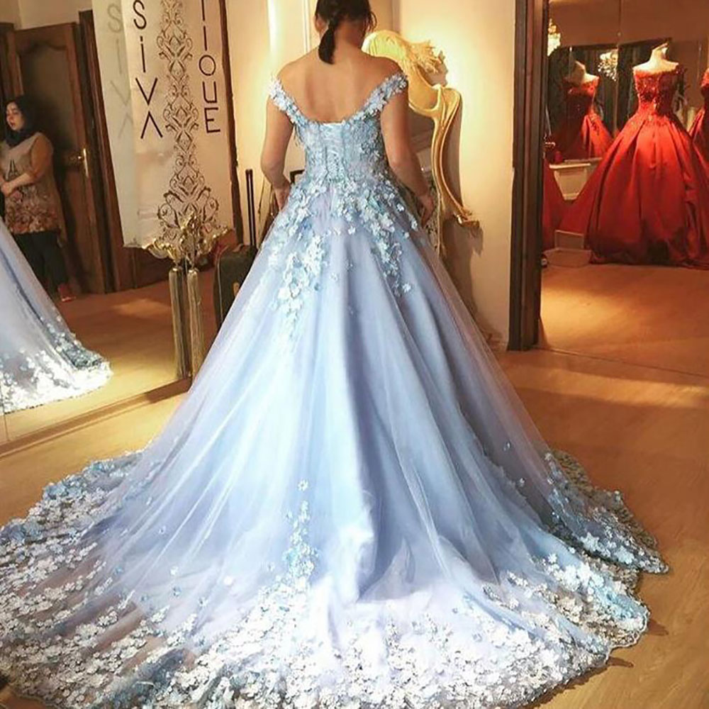 Custom Made Dusty Blue Evening Dress Formal Dresses vestido de festa Party Gowns Appliques A Line Elegant Evening Gown abiye