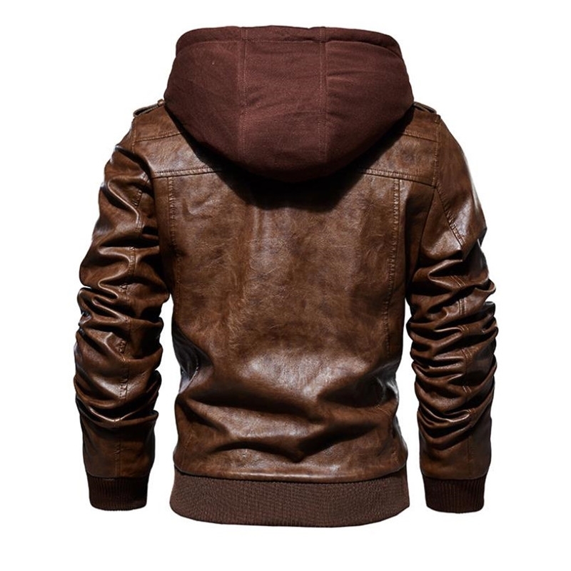 winter men's leather jacket motorcycle hooded jacket men's warm Leisure PU leather coat M-5XL 200922