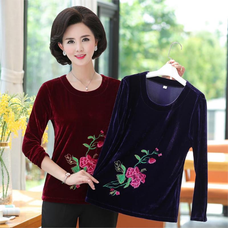 Floral Embroidery Women Velvet Top Long Sleeve Tshirt 2020 Spring Fall Middle Age Mother Clothes O-neck Bottom Shirt Pullovers, Black
Floral Embroidery Women Velvet Top Long Sleeve Tshirt 2020 Spring Fall Middle Age Mother Clothes O-neck Bottom Shirt Pullovers, Black
