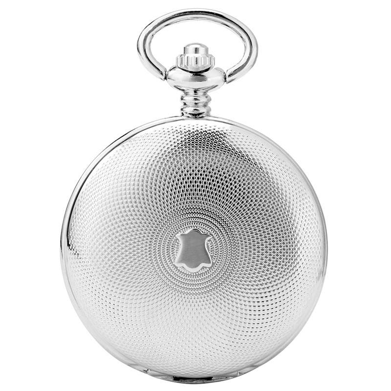 Retro Vine Silver Pocket Watch Men Women Handwinding Mechanical Timepiece Skeleton Double Hunter Pendant FOB Chain Reloj de bol249B