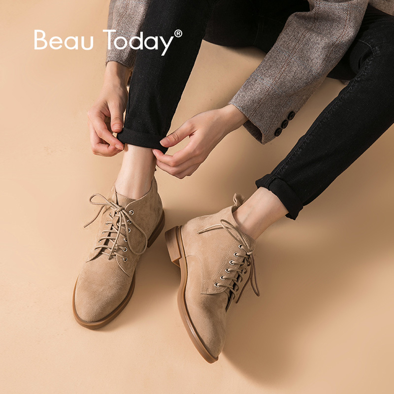 BeauToday Ankle Boots Women Kid Suede Lace Up Closure Genuine Leather Winter Lady Fashion Boots Handmade 03609, Black
BeauToday Ankle Boots Women Kid Suede Lace Up Closure Genuine Leather Winter Lady Fashion Boots Handmade 03609, Black