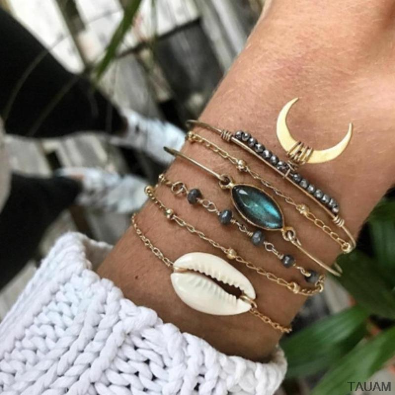 Boho Shell Natural Stone Horn Bracelet Set For Women Gold Tassel Bohemian Bangles Trendy Handmade Charm Jewelry 2020 New Summer
Boho Shell Natural Stone Horn Bracelet Set For Women Gold Tassel Bohemian Bangles Trendy Handmade Charm Jewelry 2020 New Summer