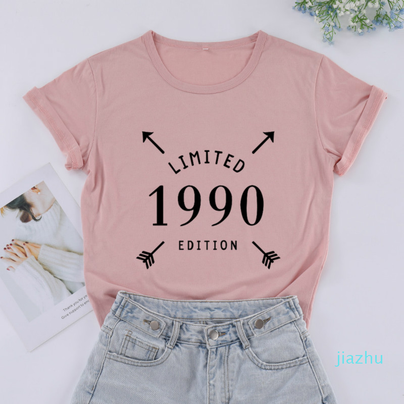 Vente chaude limitée 1990 édition Mode Lettre Coréenne Femmes T-shirt Coton Plus La Taille Femme Vêtements O Cou Chemise À Manches Courtes Fille