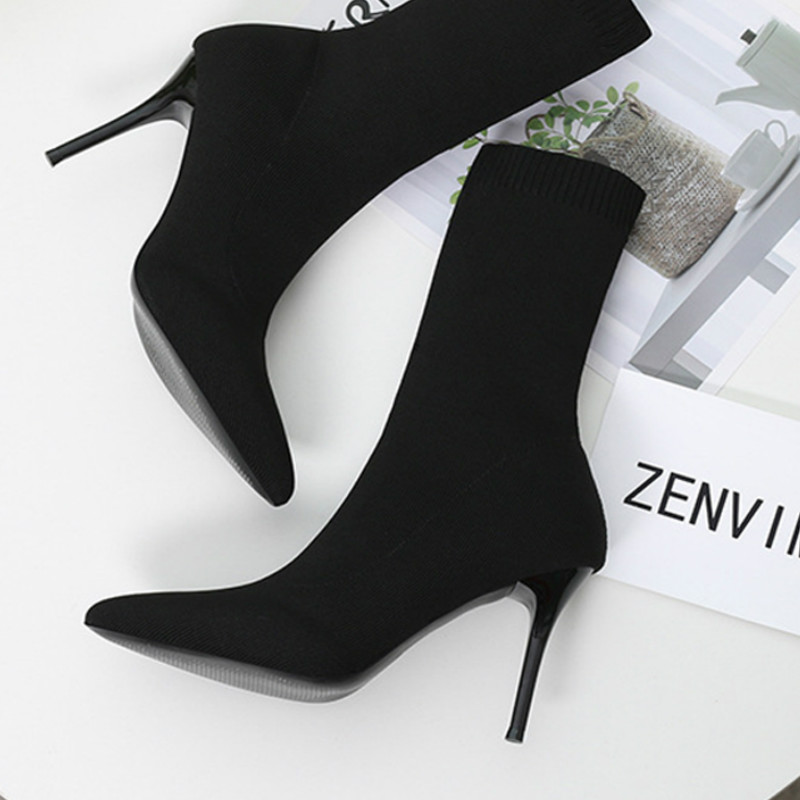 New Sexy Sock Boots For Women Knitting Stretch Stiletto Boots Spring Autumn Ankle Booties Fashion Ladies Shoes zapatos mujer, Black 9cm
New Sexy Sock Boots For Women Knitting Stretch Stiletto Boots Spring Autumn Ankle Booties Fashion Ladies Shoes zapatos mujer, Black 9cm