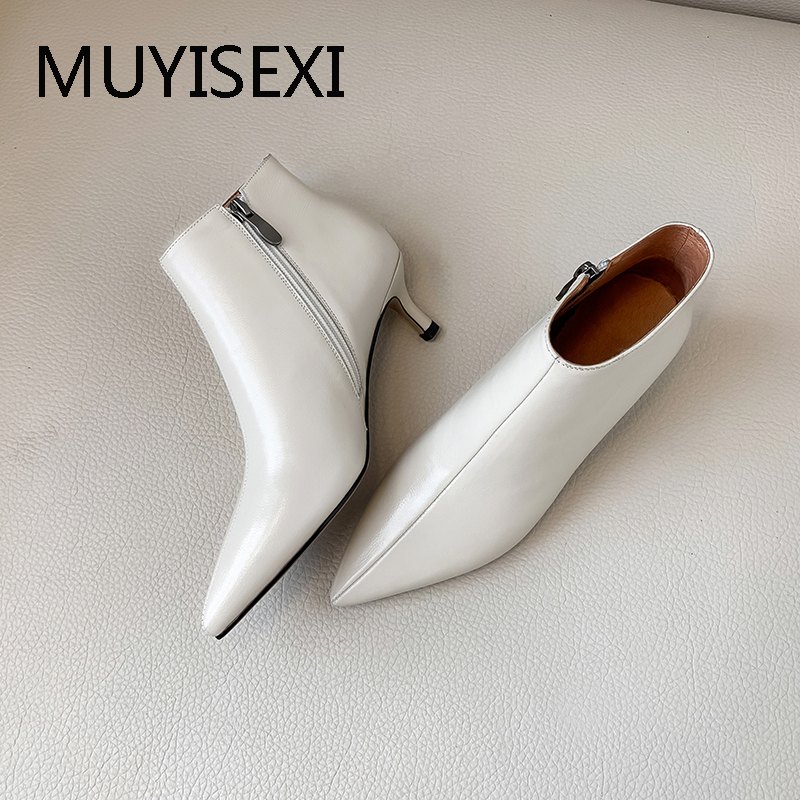Sexy Ankle Boots Genuine Leather Pointed Toe 5cm Thin Heels Winter Solid Autumn Boots For Women MING07 MUYISEXI, Beige
Sexy Ankle Boots Genuine Leather Pointed Toe 5cm Thin Heels Winter Solid Autumn Boots For Women MING07 MUYISEXI, Beige