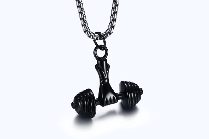 European and American Exquisite Dumbbell Barbell Pendant Titanium Steel Necklace
European and American Exquisite Dumbbell Barbell Pendant Titanium Steel Necklace