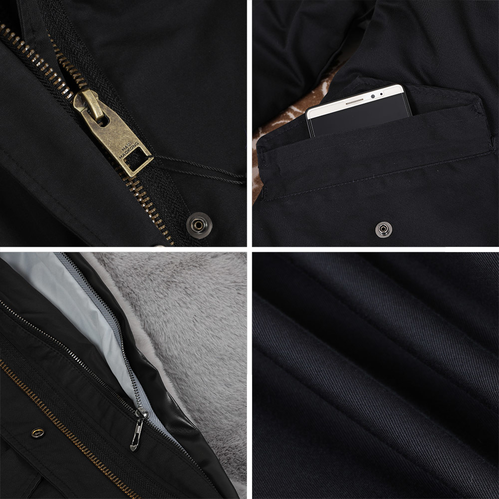 MMK real fur coat new fashion Real fur collar winter womens clothing Removable thickened jacket Short pike coat