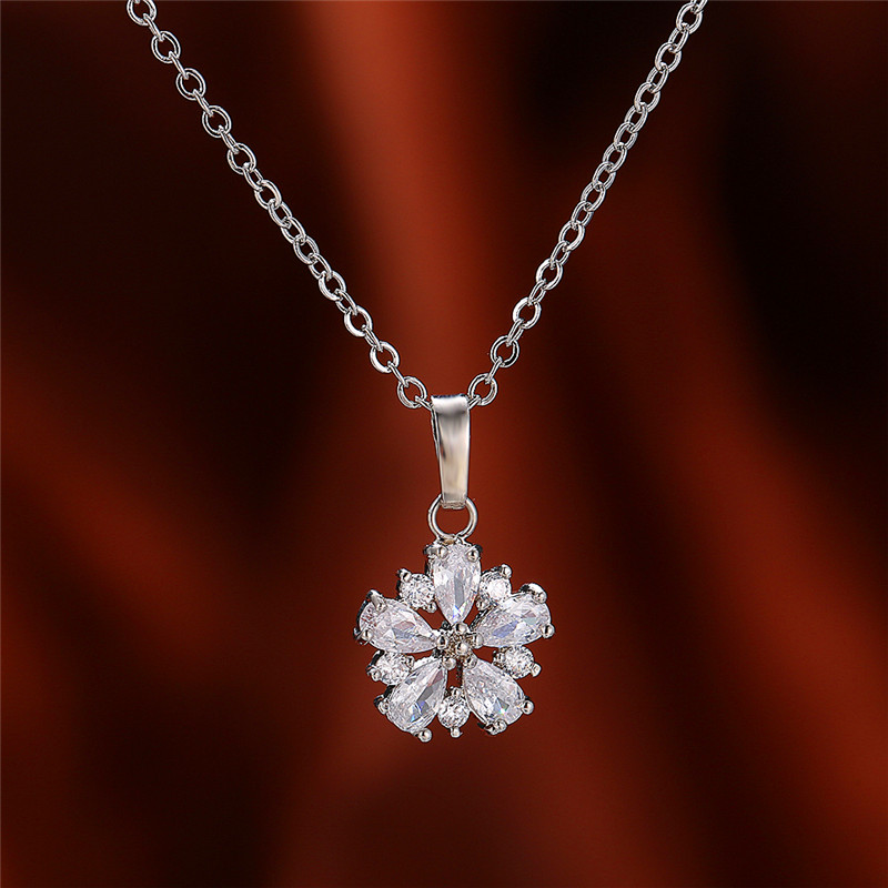 Simple Female White Crystal Pendant Necklace Rose Gold Silver Color Chain Necklace Cute Zircon Flower Wedding For Women
Simple Female White Crystal Pendant Necklace Rose Gold Silver Color Chain Necklace Cute Zircon Flower Wedding For Women