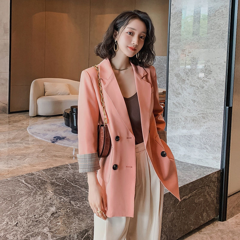 Women Blazer Spring and Autumn Suit Jacket Women New Korean-Style British-Style Fashion Casual Loose Suit, Pink
Women Blazer Spring and Autumn Suit Jacket Women New Korean-Style British-Style Fashion Casual Loose Suit, Pink