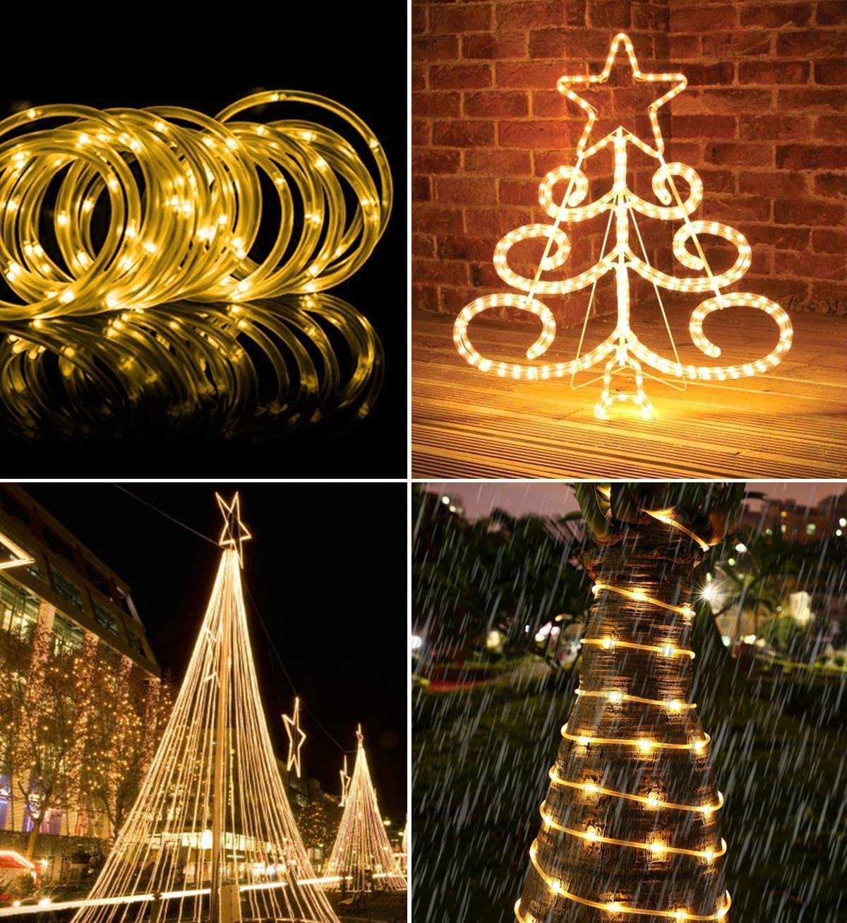 Strip Lighting Outdoor LED string Lights With 8 Modes Waterproof Garden Decoration Party Tree Christmas Rope lights Warm White