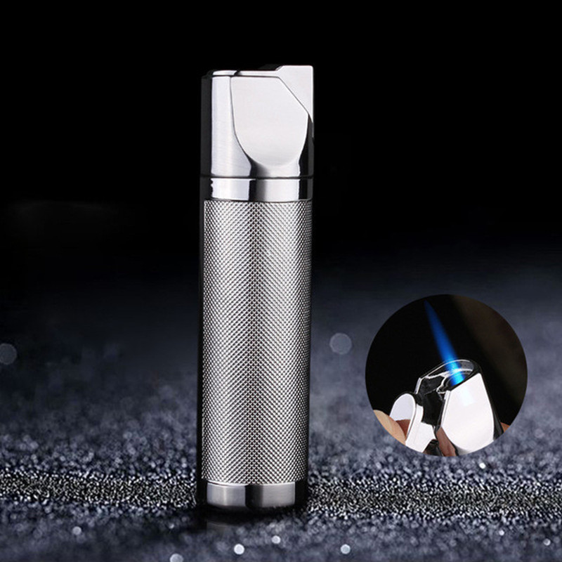 Netted Cylinder Jet Gas Lighter Turbo Torch Lighter Cigar Pipe Metal Windproof Cigarette Lighter 1300 C Butane Gadget For Men NO GAS