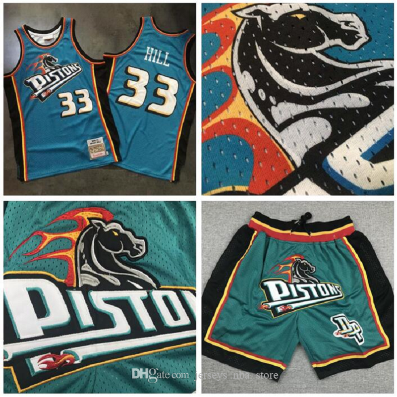 Men Detroit Pistons 33 Grant Hill Mitchell & Ness Teal Road 1998/99 Hardwoods Classics Authentic Jersey and pant 02, Color2
Men Detroit Pistons 33 Grant Hill Mitchell & Ness Teal Road 1998/99 Hardwoods Classics Authentic Jersey and pant 02, Color2