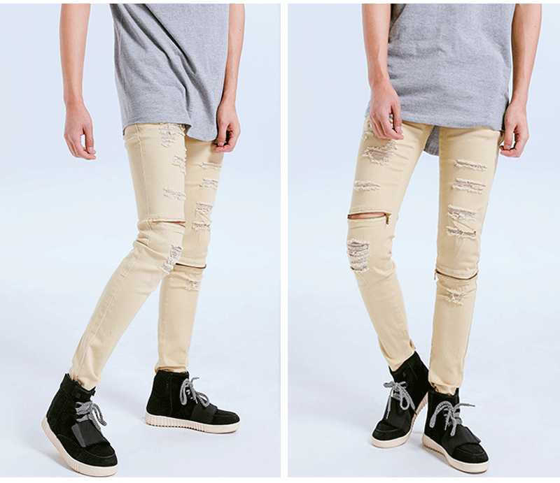 High Street Hip-Hop Jeans Men's Skinny Slim Denim Pencil Pants Men's Fashion Casual Cotton Hole High Quality Stretch Jeans, Khaki
High Street Hip-Hop Jeans Men's Skinny Slim Denim Pencil Pants Men's Fashion Casual Cotton Hole High Quality Stretch Jeans, Khaki