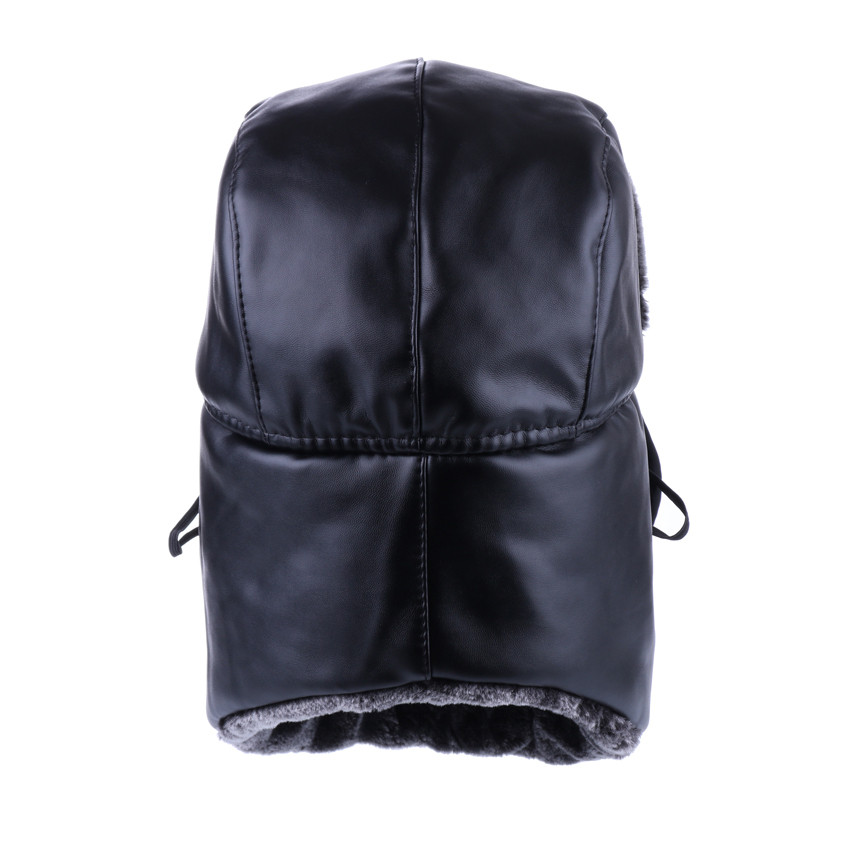 Bomber Hat Russian Ushanka PU Leather Winter Trapper Soviet Badge Army Aviator Trooper Neck Cover Earflap Snow Ski Cap with Mask T200819
