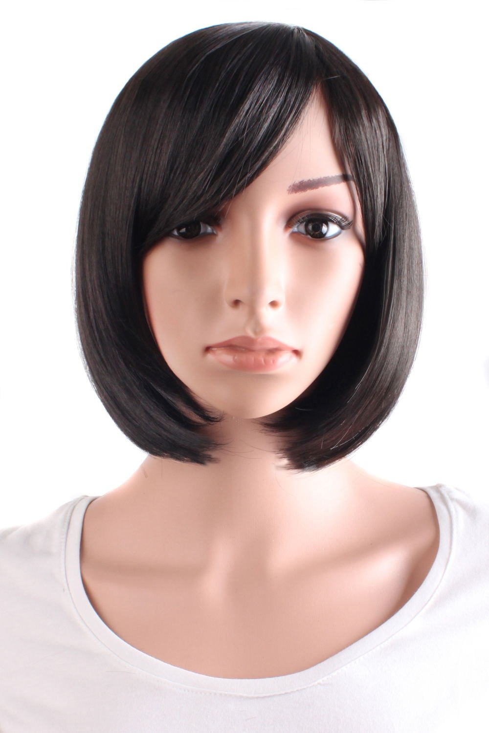 Fashion 30cm/12" Side Bangs Synthetic Synthetic Straight Short Wig (Black)