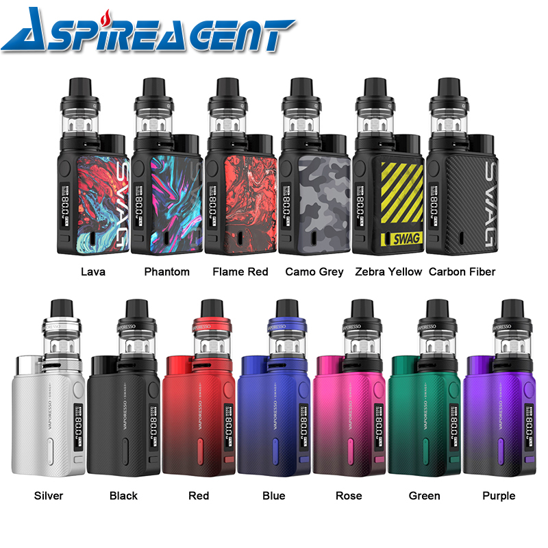 Vaporesso Swag II 2 80W TC Kit with NRG PE Tank 3.5ml Powered by Single 18650 Battery & GT4 Meshed Coil 100% Original, Mixed black & silver only
Vaporesso Swag II 2 80W TC Kit with NRG PE Tank 3.5ml Powered by Single 18650 Battery & GT4 Meshed Coil 100% Original, Mixed black & silver only