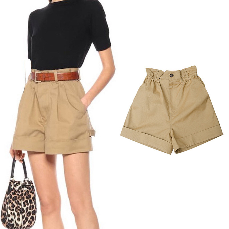 2020 spring and summer new khaki flower bud elastic wide leg shorts high waist pocket hot all-match women, Khaki shorts
2020 spring and summer new khaki flower bud elastic wide leg shorts high waist pocket hot all-match women, Khaki shorts