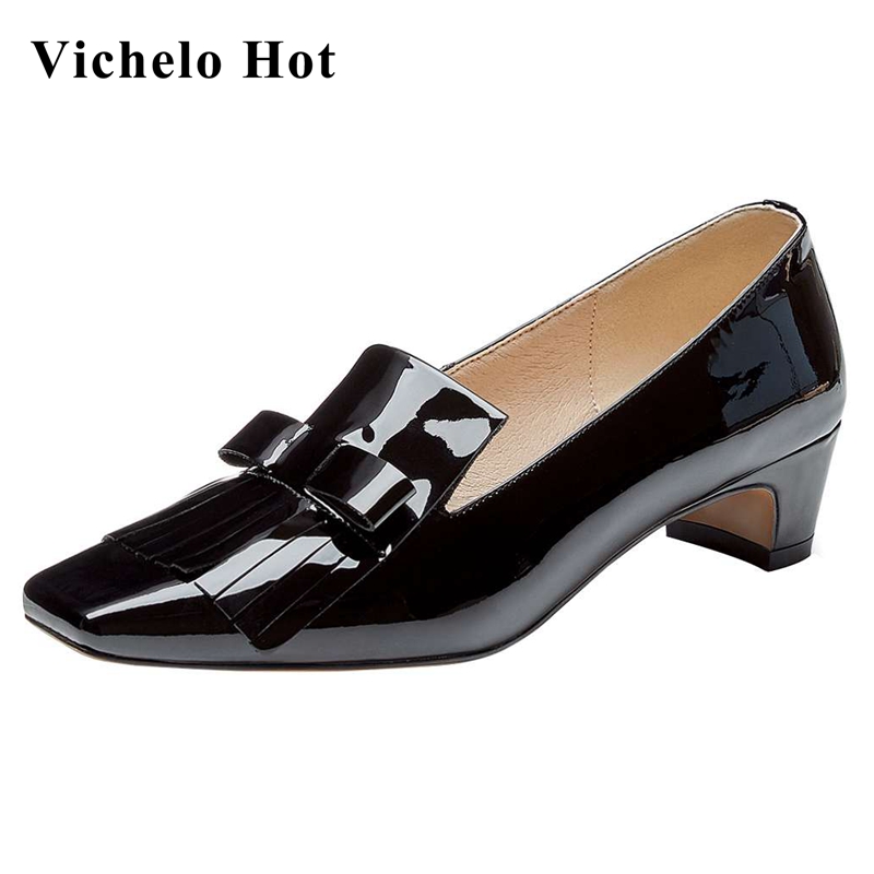 Vichelo Hot 2020 basic limited customization square toe med heel tassel decoration beauty lady streetwear cozy women pumps L13, Black
Vichelo Hot 2020 basic limited customization square toe med heel tassel decoration beauty lady streetwear cozy women pumps L13, Black