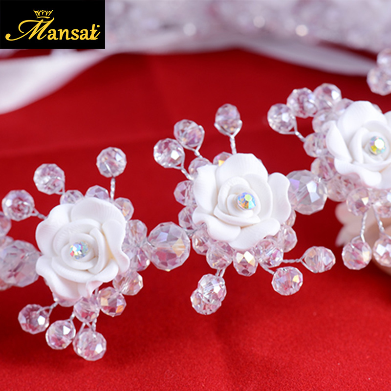 Bridal Wedding Hair Accessories Ornaments Flower Girl Headband Crown for Girls Birthday Crystal Tiara Floral Jewelry Headpiece Y200807