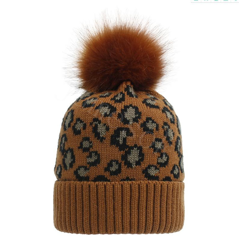 Women Winter Leopard Knitted Hats Fashion Pom Pom Beanies Knitted Has Bonnet Pom Beanie Caps Party Hats Supplies 9 styles da894