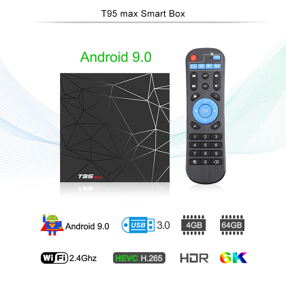 T95 MAX Android 9.0 4GB RAM 64GB ROM Smart 6K TV BOX Allwinner H6 2.4G Wifi tvbox T95MAX
T95 MAX Android 9.0 4GB RAM 64GB ROM Smart 6K TV BOX Allwinner H6 2.4G Wifi tvbox T95MAX