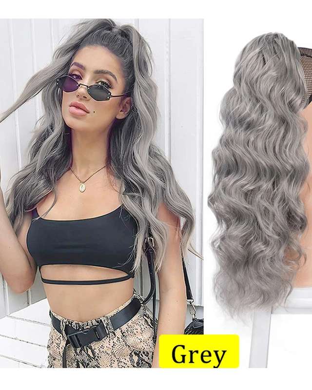 Ponytail hair Human long wet wavy ponytail extension for women black brown clip in ponytail hair 140g