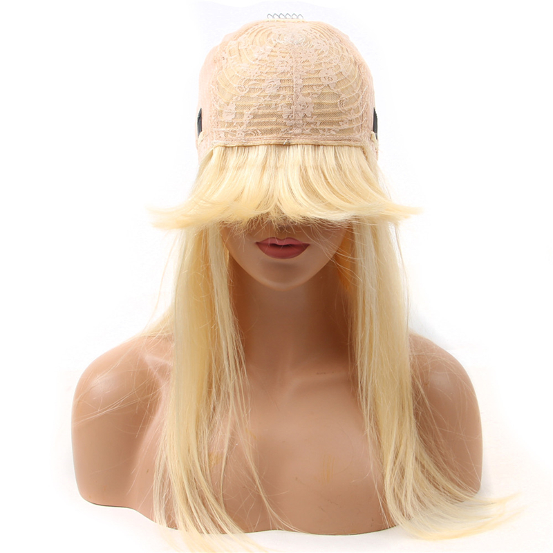Peruvian 100% Virgin Human Hair Capless Wigs Blonde Color Qi Liu Hai Straight Mechanism Headgear 10-30inch 613# Hair Wigs