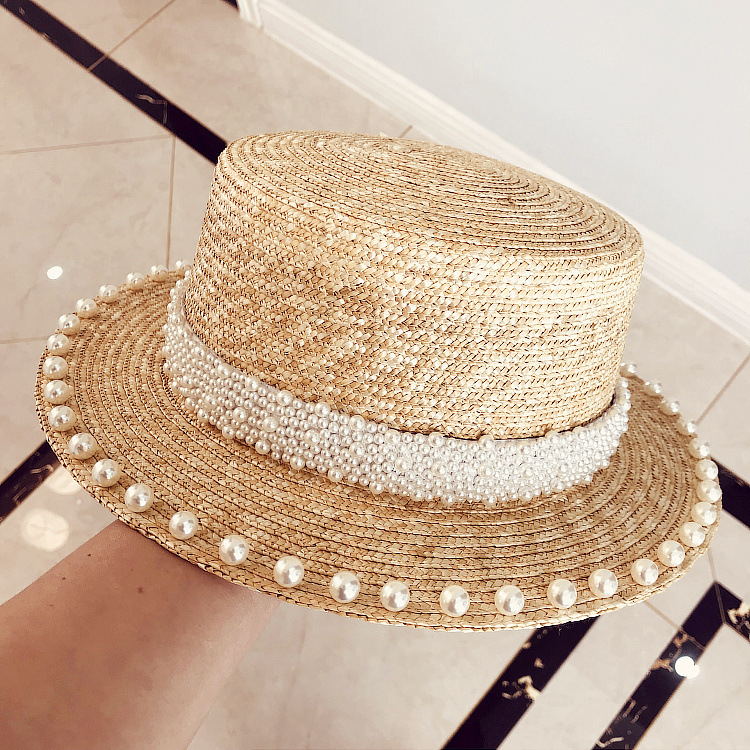 European Elegant Ladies Summer Flat Fedoras Pearl Baading Short Brim Jazz Soring Summer Sun Hat Female Sunbonnet Sombrero Cap, As pic
European Elegant Ladies Summer Flat Fedoras Pearl Baading Short Brim Jazz Soring Summer Sun Hat Female Sunbonnet Sombrero Cap, As pic