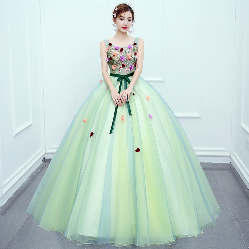 2018 New Arrival Cabdy Color Sweet Evening Dress Princess Ball Gown Bow Fresh Flower Cut-out Fashion for Formal Performance