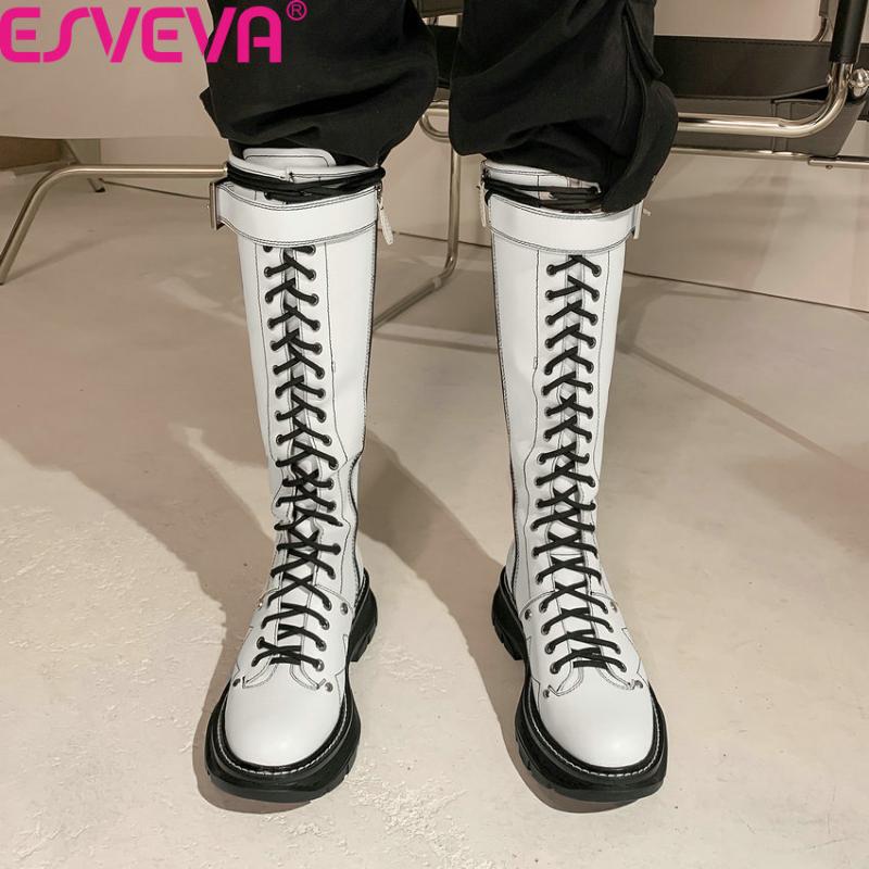 ESVEVA 2021 Buckle Lace Up Zipper Fashion Women Shoes Round Toe Knee High Boots Square Heel PU Leather Ladies Pumps Size 34-39, Black
ESVEVA 2021 Buckle Lace Up Zipper Fashion Women Shoes Round Toe Knee High Boots Square Heel PU Leather Ladies Pumps Size 34-39, Black