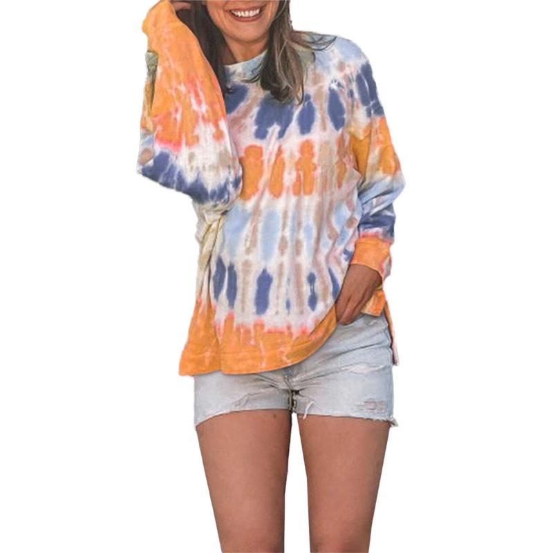 Women' Tie-Dye Pullover Shirts Long Sleeve Round Neck Split Hem Tops Female Casual Printed Spring and Fall Clothes
Women' Tie-Dye Pullover Shirts Long Sleeve Round Neck Split Hem Tops Female Casual Printed Spring and Fall Clothes