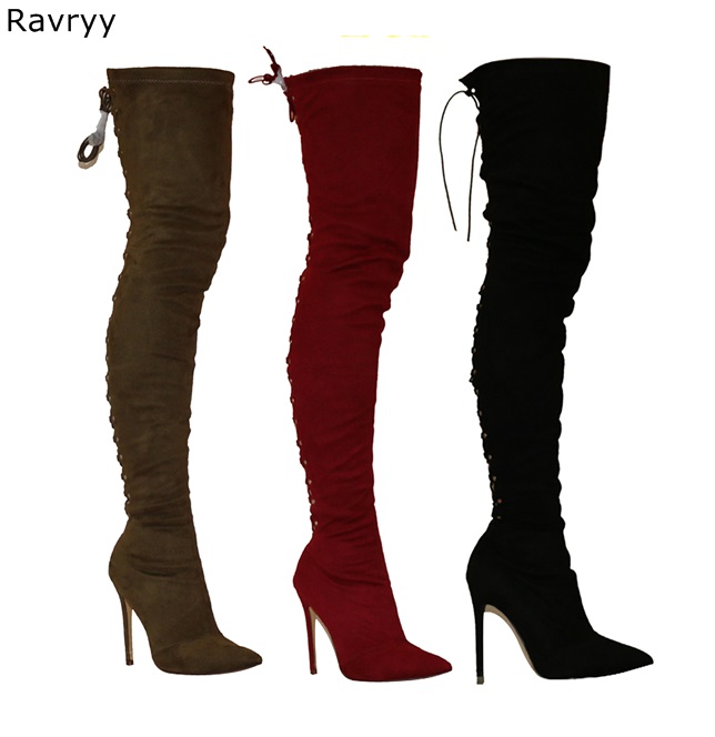 Elastic wine red woman's long boots suede leather pointed toe thin heel autumn over-the-knee boot party club show female shoes, As picture
Elastic wine red woman's long boots suede leather pointed toe thin heel autumn over-the-knee boot party club show female shoes, As picture