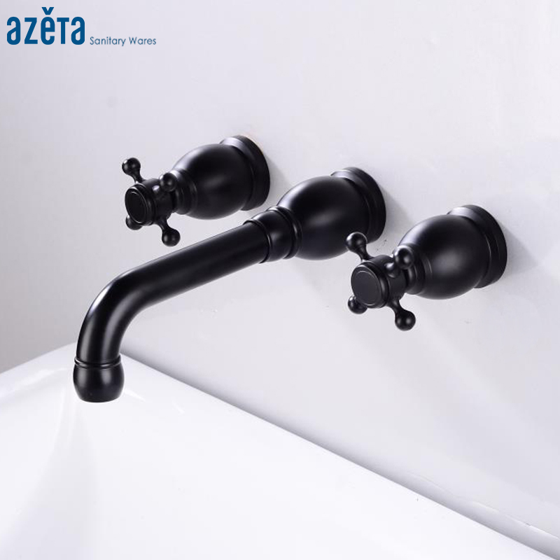 Azeta Bathroom Faucet Black Wall Mounted Sink Faucet 3 Hole Double Handle Wash Basin Tap 360 Rotation Spout Mixer Tap AT5866B
Azeta Bathroom Faucet Black Wall Mounted Sink Faucet 3 Hole Double Handle Wash Basin Tap 360 Rotation Spout Mixer Tap AT5866B