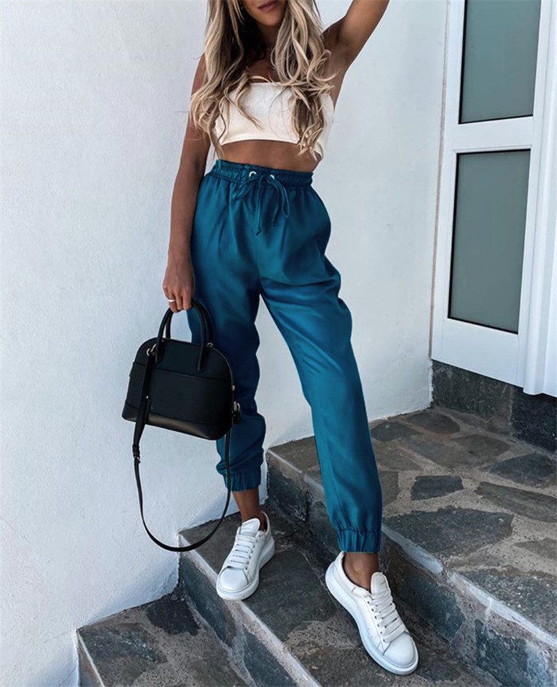 Women Sweatpant High Waist Joggers Hip Hop Dance Show Pant Baggy Casual Slim Fit Trousers Sportswear