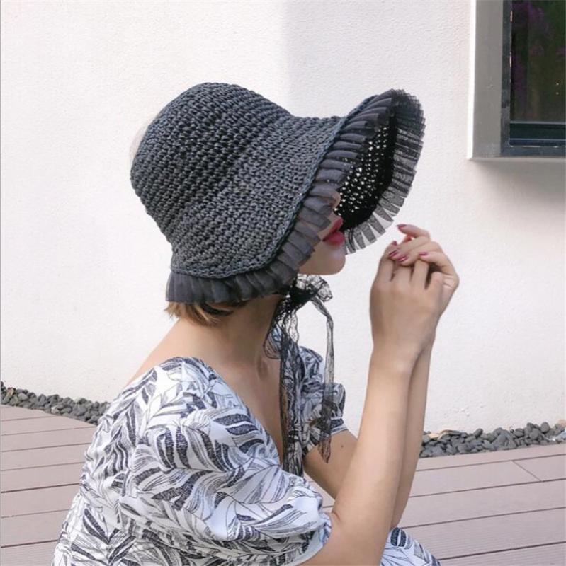 Women Summer Handmade Woven Straw Sun Visor Hat Empty Top Wide Brim UV Protection Adjustable Foldable Peaked Beach Cap wholesale, Black
Women Summer Handmade Woven Straw Sun Visor Hat Empty Top Wide Brim UV Protection Adjustable Foldable Peaked Beach Cap wholesale, Black